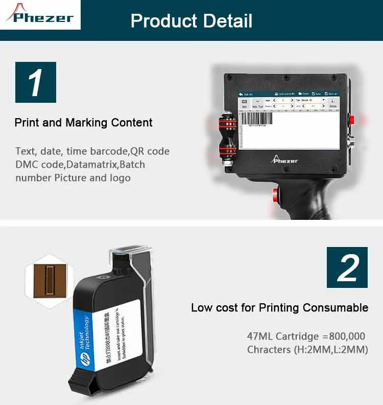 Industrial Manual Portable Inkjet Printer Handheld Expire Date Coding Hand Ink Jet Printing Machine